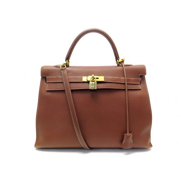 SAC A MAIN HERMES KELLY 36 SELLIER CUIR TAURILLON CLEMENCE BANDOULIERE BAG 7700€