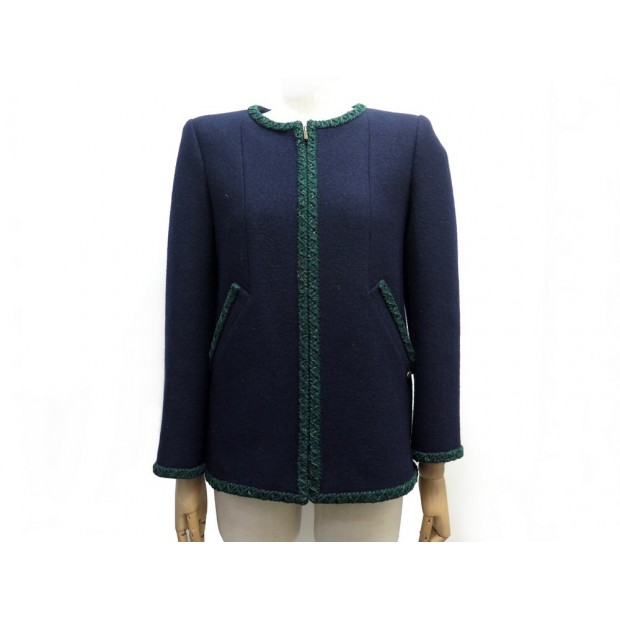 NEUF VESTE CHANEL P51902 PARIS MOSCOU T 34 S EN LAINE BLEU NEW JACKET 4200€