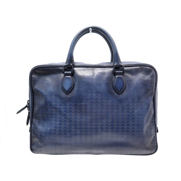 SACOCHE BERLUTI PORTE DOCUMENTS EN CUIR BLEU CARTABLE LEATHER BRIEFCASE 2640€