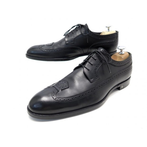 CHAUSSURES LOUIS VUITTON DERBY BOUTS FLEURIS 10 44 EN CUIR NOIR BLACK SHOES 710€