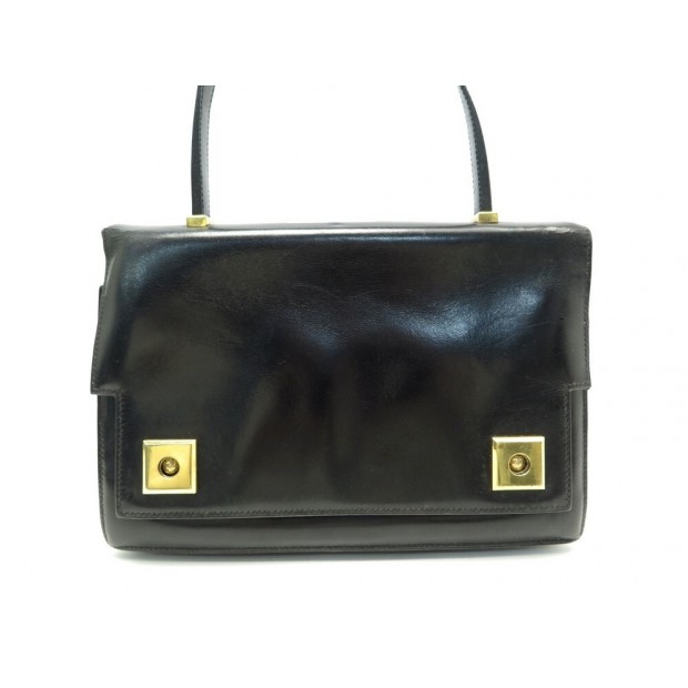 VINTAGE SAC A MAIN HERMES PIANO BANDOULIERE CUIR BOX NOIR HAND BAG PURSE 4500€