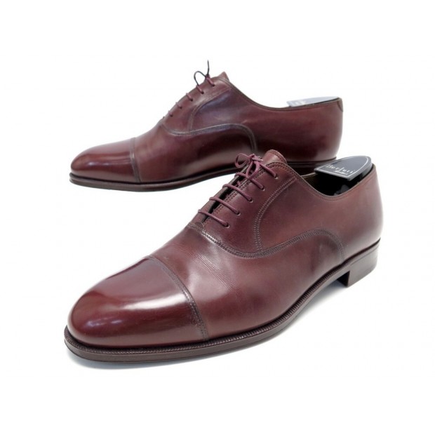 CHAUSSURES BERLUTI 8 42 RICHELIEU BOUT DROIT EN CUIR BORDEAUX LETHER SHOES 1650€