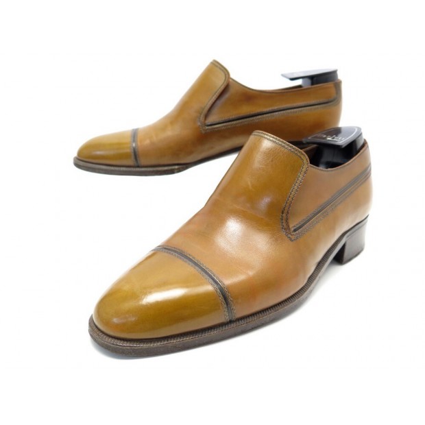 CHAUSSURES BERLUTI MOCASSINS BOUTS DROITS 8 42 EN CUIR GOLD LEATHER SHOES 1650€