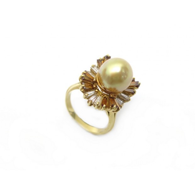 BAGUE JUPE VALERIAN T52 EN OR PERLE SERTIE 24 DIAMANTS BAGUETTE BLANC JAUNE 1€