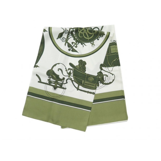 VINTAGE ECHARPE HERMES EX LIBRIS FOULARD 180 X 30 CM EN SOIE VERT SCARF 290€