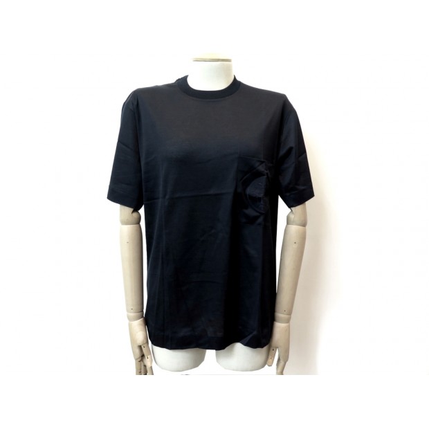 NEUF TSHIRT HERMES DROIT POCHE BRODEE T40 M EN COTON NOIR NEW BLACK TOP 430€