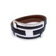 BRACELET HERMES H COULISSANT 17-21 CM EN CUIR NOIR ET METAL ARGENTE + BOITE 500€