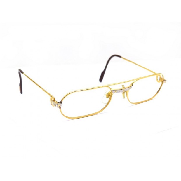 LUNETTES MUST DE CARTIER SANTOS VENDOME 55 20 140 EN PLAQUE OR EYESGLASSES 860€