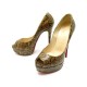 CHAUSSURES CHRISTIAN LOUBOUTIN LADY PEEP 38.5 ESCARPINS EN CUIR GRAVE DORE 805€