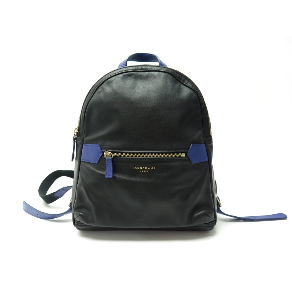 longchamp black leather backpack