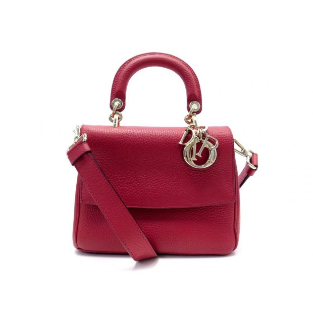 NEUF SAC A MAIN CHRISTIAN DIOR BE DIOR PM BANDOULIERE EN CUIR GRAINE ROUGE 3630€