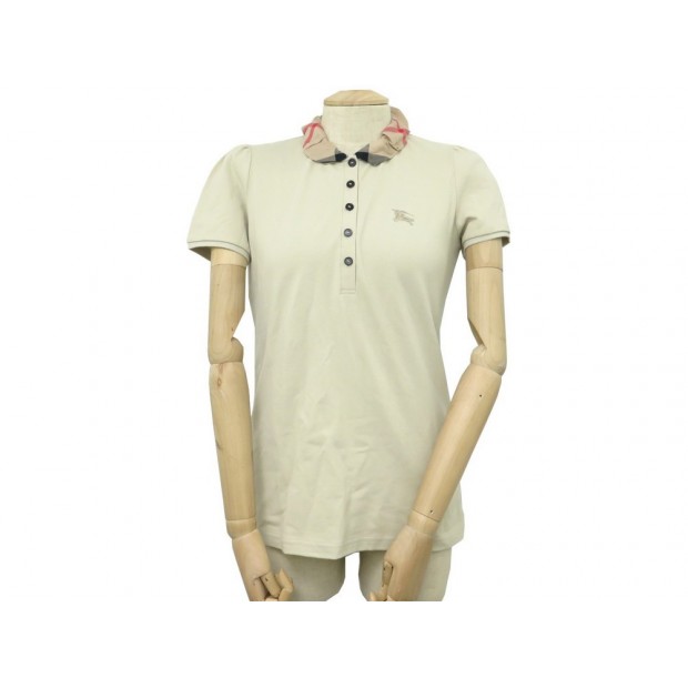 NEUF POLO BURBERRY BRIT FEMME BEIGE M 