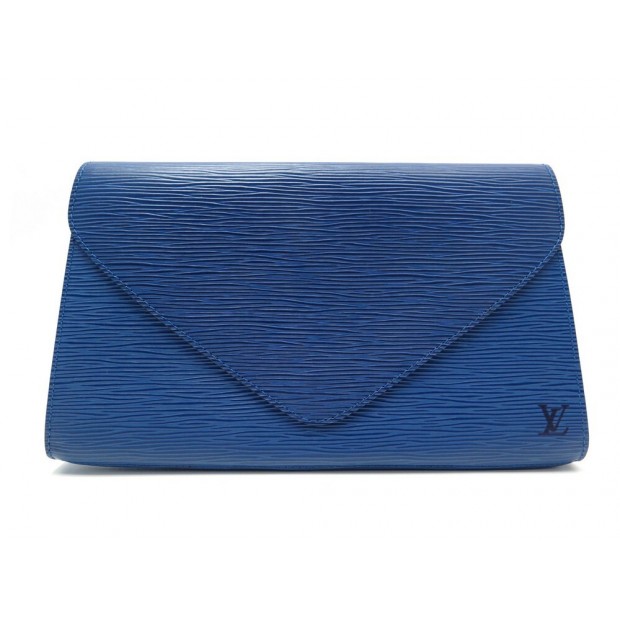 NEUF SAC A MAIN LOUIS VUITTON POCHETTE ART DECO CUIR EPI BLEU HANDBAG POUCH 785€