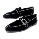 CHAUSSURES HERMES VENISE 192048Z 38.5 MOCASSINS A BOUCLE VELOURS NOIR SHOES 800€