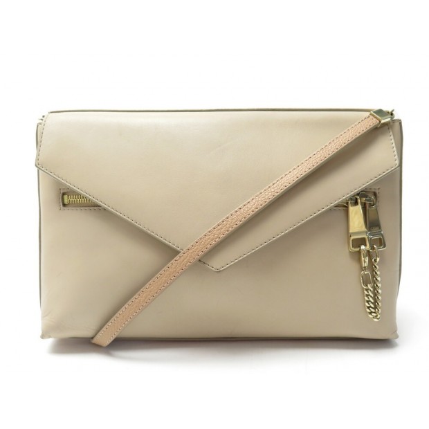 SAC A MAIN CHLOE CASSIE POCHETTE ENVELOPPE EN CUIR BEIGE BANDOULIERE CLUTCH 700€