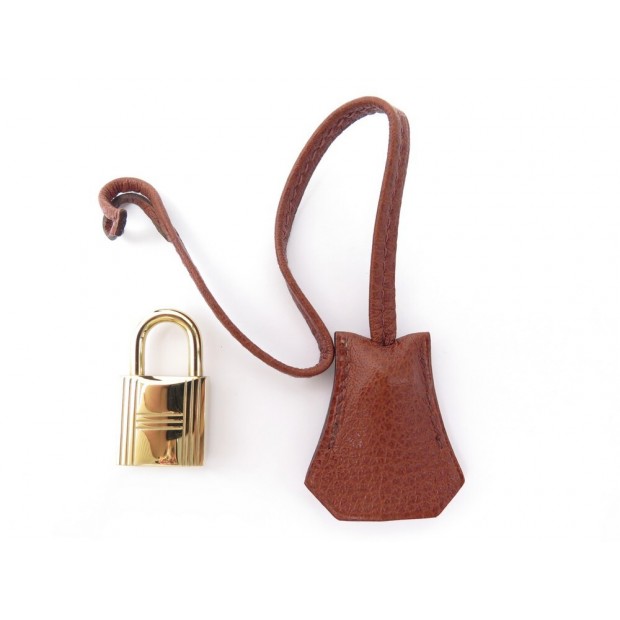 NEUF CLOCHETTE TIRETTE HERMES CUIR VACHE LIEGE + CADENAS DORE SAC KELLY PADLOCK