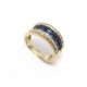 NEUF BAGUE T57 EN OR JAUNE 18K SERTIE 50 DIAMANTS 20 SAPHIRS 7GR GOLD RING