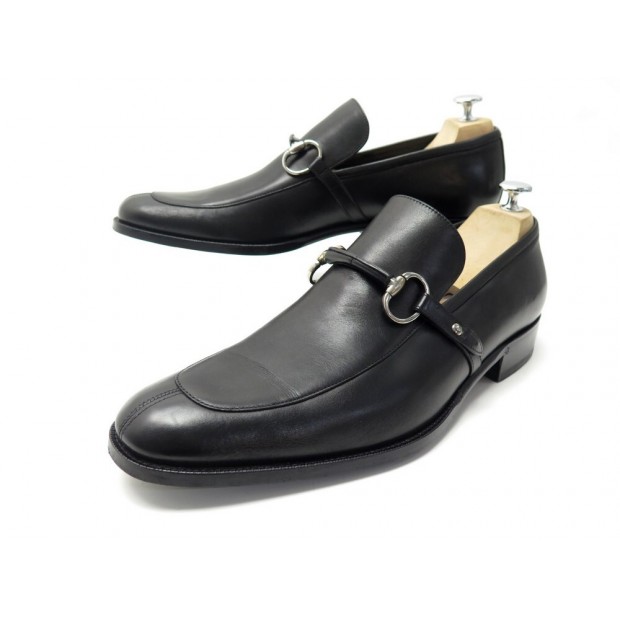 CHAUSSURES GUCCI MOCASSINS MORS 114418 44.5 EN CUIR NOIR HORSEBIT SHOES 650€