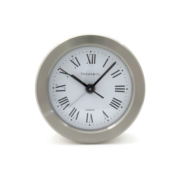 NEUF PENDULETTE DE VOYAGE TIFFANY & CO REVEIL ROND QUARTZ EN ACIER + BOITE 390€