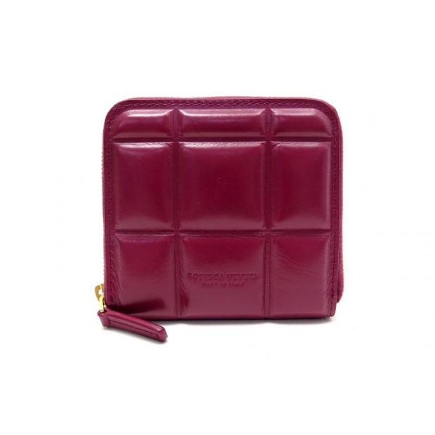 NEUF PORTEFEUILLE BOTTEGA VENETA CASSETTE CUIR FUSHIA +BOITE LEATHER WALLET 410€