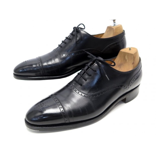 CHAUSSURES JOHN LOBB TOWCESTER 7.5E 42 RICHELIEU BOUT FLEURI CUIR NOIR 1150€