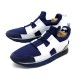 NEUF CHAUSSURES HERMES SNEAKERS PLAYER 39.5 BASKETS TOILE BLEU CUIR BLANC 795€