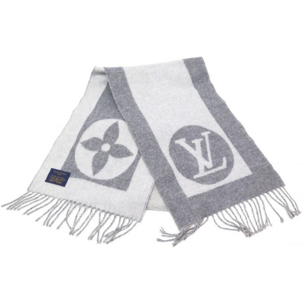 NEUF ECHARPE LOUIS VUITTON CARDIFF MONOGRAM M70484 LAINE GRIS BOITE SCARF 315€