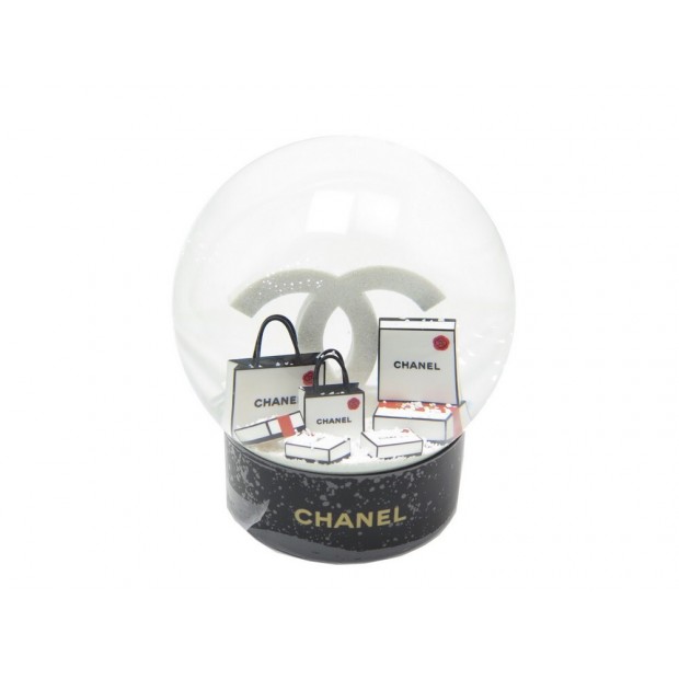 NEUF BOULE A NEIGE CHANEL LOGO CC SAC SHOPPING EN VERRE + BOITE NEW SNOW BALL