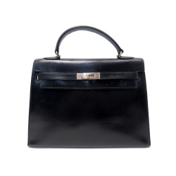  sac a main hermes kelly sellier 33 cuir noir