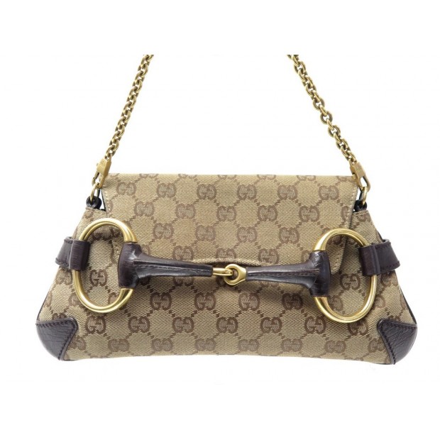 SAC A MAIN GUCCI POCHETTE HORSEBIT 114923 TOILE MONOGRAMME GUCCISSIMA BAG 790€