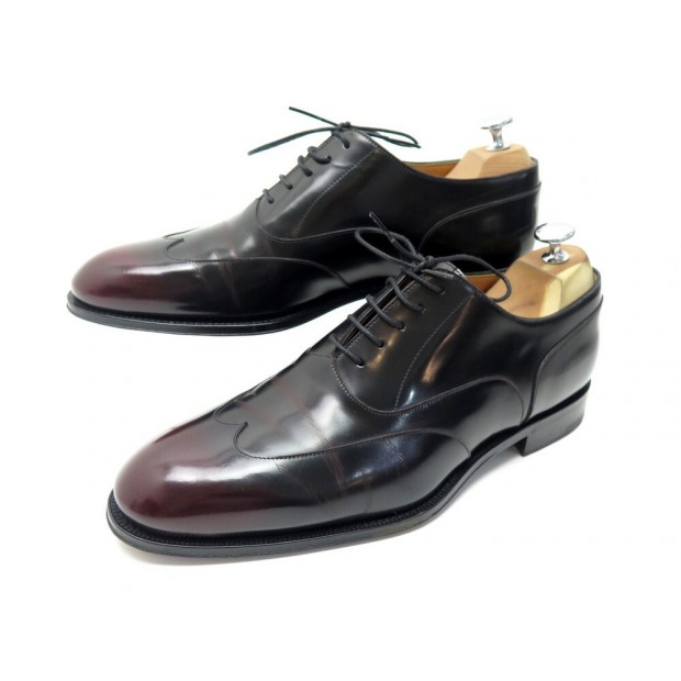 CHAUSSURES LOUIS VUITTON MARCEAU 7.5 41.5 RICHELIEU CUIR PATINE NOIR ROUGE 690€