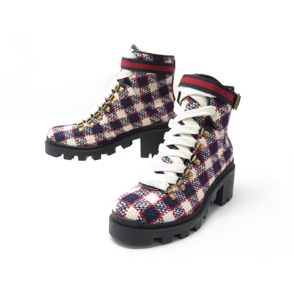 gucci tweed boots