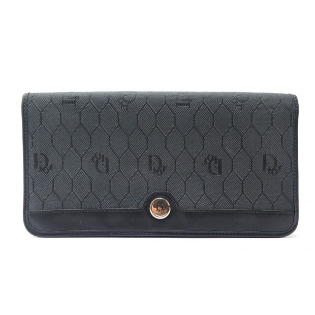 PORTEFEUILLE CHRISTIAN DIOR TOILE ABEILLE NOIR PORTE MONNAIE CANVAS WALLET 700€