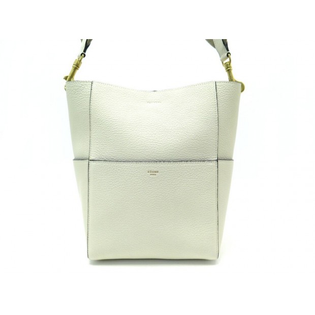 NEUF SAC A MAIN CELINE SEAU SANGLE PETIT MODELE CUIR CHEVRE BEIGE HANDBAG 1500€