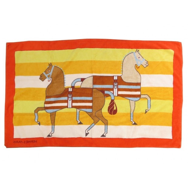 NEUF TAPIS DE PLAGE HERMES CHEVAUX DRAP DE BAIN 150CM SERVIETTE HORSE TOWEL 450€