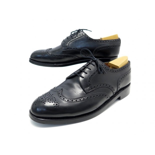 CHAUSSURES JM WESTON DERBY BOUT FLEURI 8C 42 CUIR NOIR EMBAUCHOIRS SHOES 685€