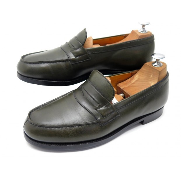 CHAUSSURES JM WESTON 180 6D 40 MOCASSINS EN CUIR VERT LEATHER LOAFERS SHOES 620€