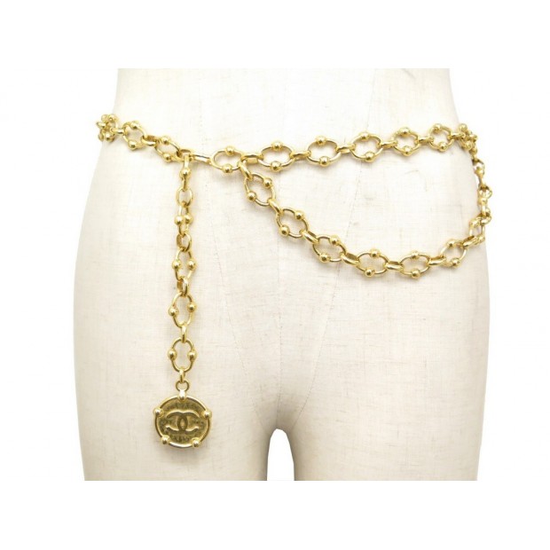 CEINTURE CHANEL CHAINE MEDAILLON LOGO CC EN METAL DORE GOLDEN CHAIN BELT 1200€