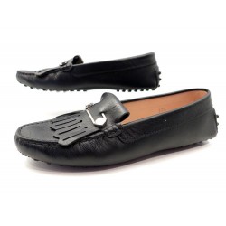 CHAUSSURES TOD'S GOMMINO 37 37.5 FRMOCASSINS CUIR NOIR LOAFERS SHOES 430€