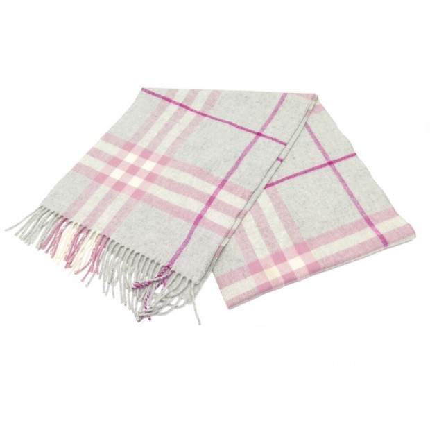 ECHARPE BURBERRY CLASSIQUE CHECK TARTAN CACHEMIRE GRIS ROSE CASHMERE SCARF 420€