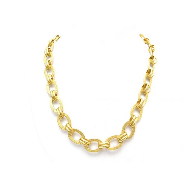 COLLIER CHANEL CHAINE EN METAL DOREE GRAVEE LETTRES 60 CM GOLDEN NECKLACE CHAIN