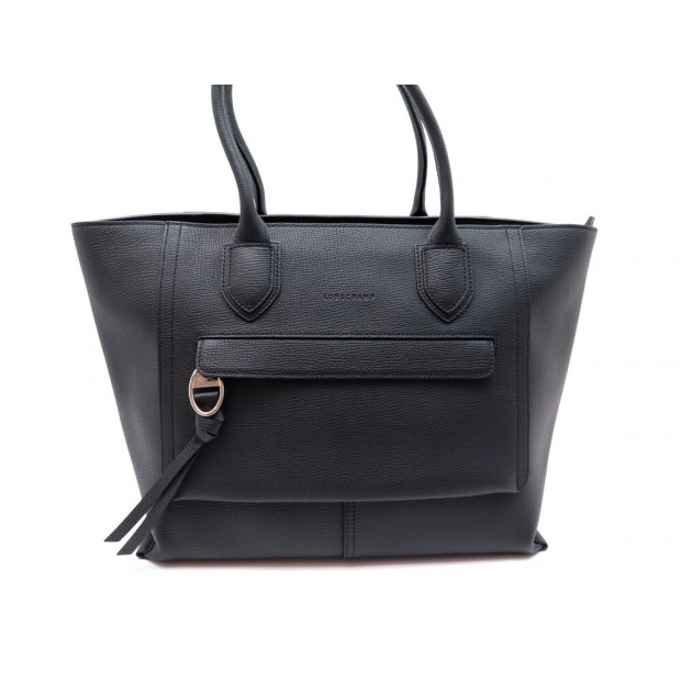 NEUF SAC A MAIN LONGCHAMP MAILBOX LARGE 10105HTA CABAS CUIR NOIR GRAINE BAG 750€