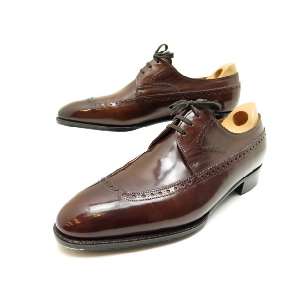 NEUF CHAUSSURES JOHN LOBB DERBY YORK 7.5E 41.5 CUIR MARRON + EMBAUCHOIRS 1610€