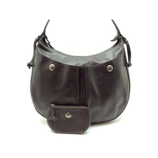 SAC A MAIN LONGCHAMP + PORTE MONNAIE EN CUIR MARRON LEATHER HAND BAG PURSE 660€