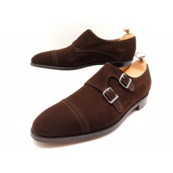 NEUF CHAUSSURES JOHN LOBB CAMBORNE MOCASSINS BOUCLE 7.5E 41.5 DAIM MARRON 1345€