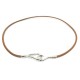 NEUF COLLIER HERMES JUMBO 49 CM CUIR MARRON PALLADIE BRACELET TRIPLE TOUR 270€