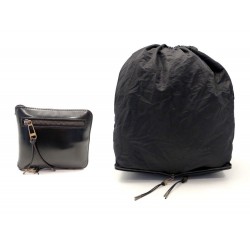 SAC A DOS LANVIN PLIABLE EN TOILE ET CUIR NOIR LEATHER & CANVAS BACKPACK PURSE