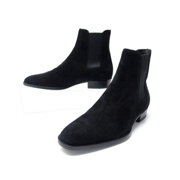 NEUF CHAUSSURES SAINT LAURENT BOTTINES WYATT 443200 39 IT 40 FR NOIR BOOTS 695€