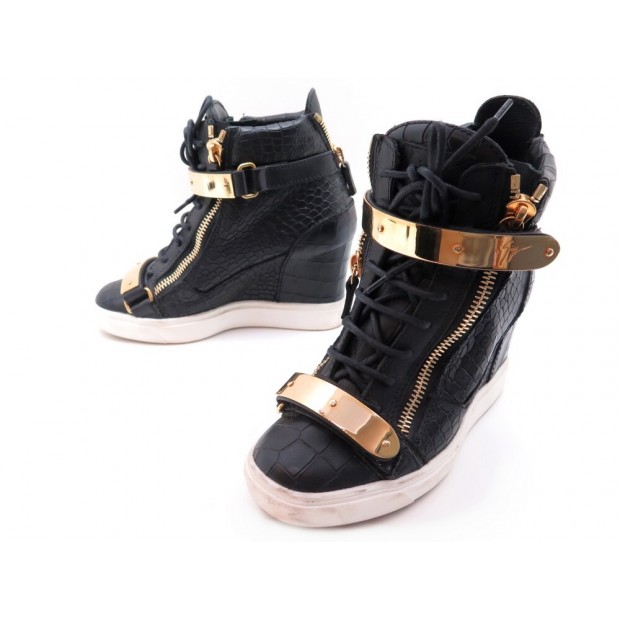 CHAUSSURES GIUSEPPE ZANOTTI BASKET COBY WEDGE 37.5 IT 38.5 FR CUIR SNEAKERS 850€