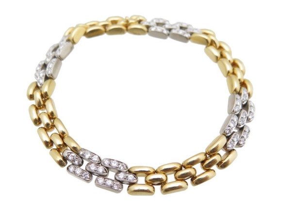 bracelet cartier maille panthere en or jaune gris